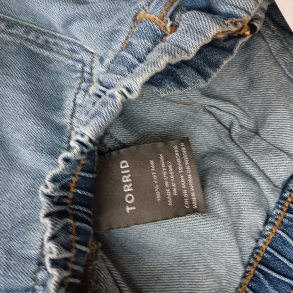 torrid Light Wash Blue Wide Leg Jeans - Drawstring Waist - Picture 8 of 10